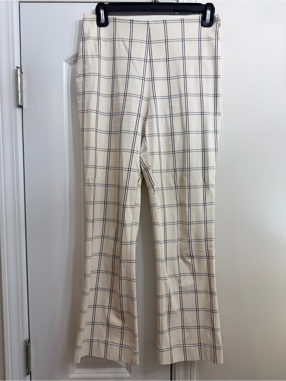 a new day Cream Plaid Knit Trousers with Black/Gray Windowpane